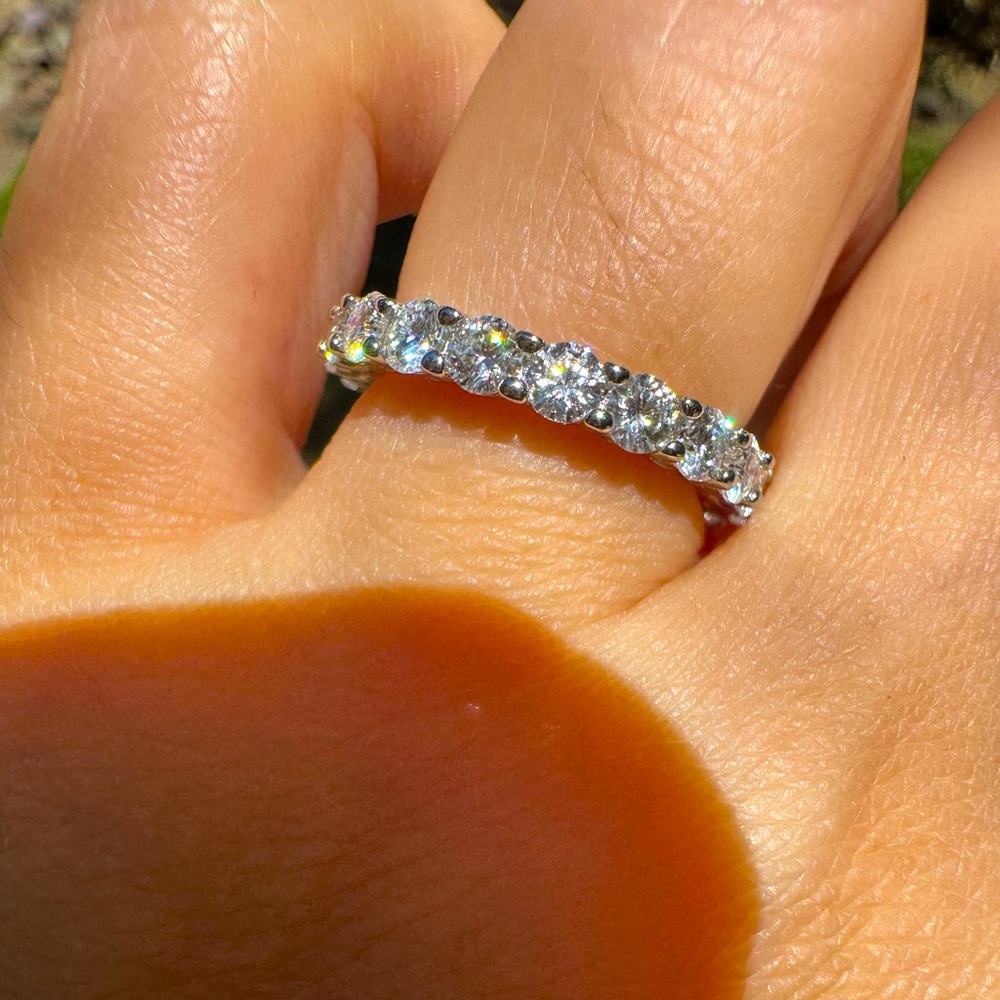 New Moissanite Wedding Band 18K 2.0CT White Gold Plated Sterling Silver Rings